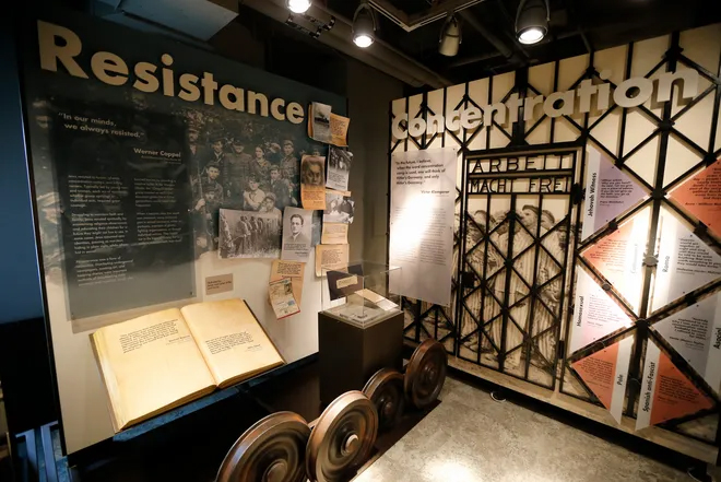 Museum exhibit with title "Resistance"