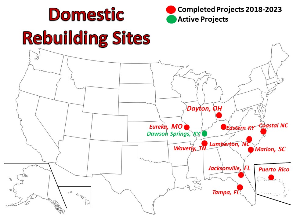 Mapa de ubicaciones de proyectos de reconstrucción