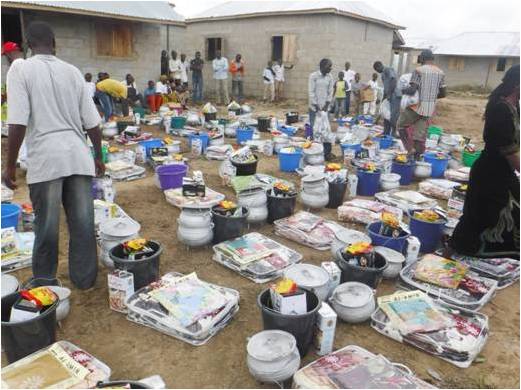 Distribution of household items at Masaka