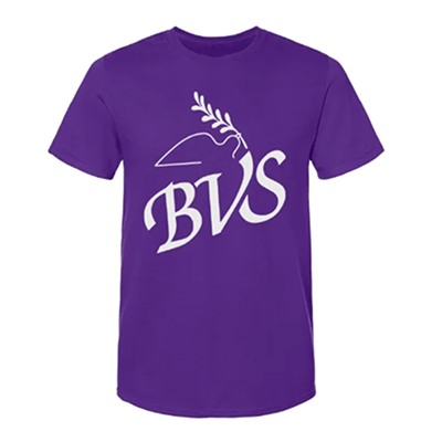 Purple t-shirt with BVS logo