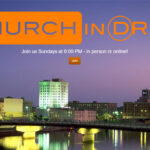 Church in Drive showing city