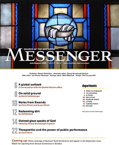 Table of contents for July/August print Messenger magazine