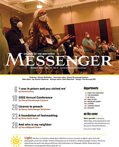 Table of contents for the October 2022 Messenger magazine