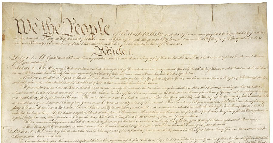 The first page of the U.S. constitution