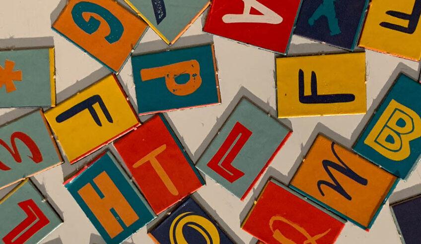 Handpainted tiles with letters from the alphabet