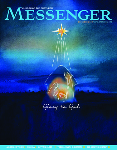 2022 年 XNUMX 月带有耶稣诞生图像的 Messenger 封面
