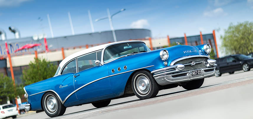 Bright blue vintage Buick