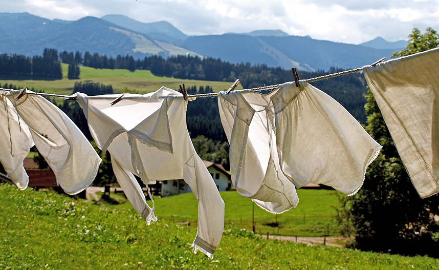 Laundry hanging on a clothesline