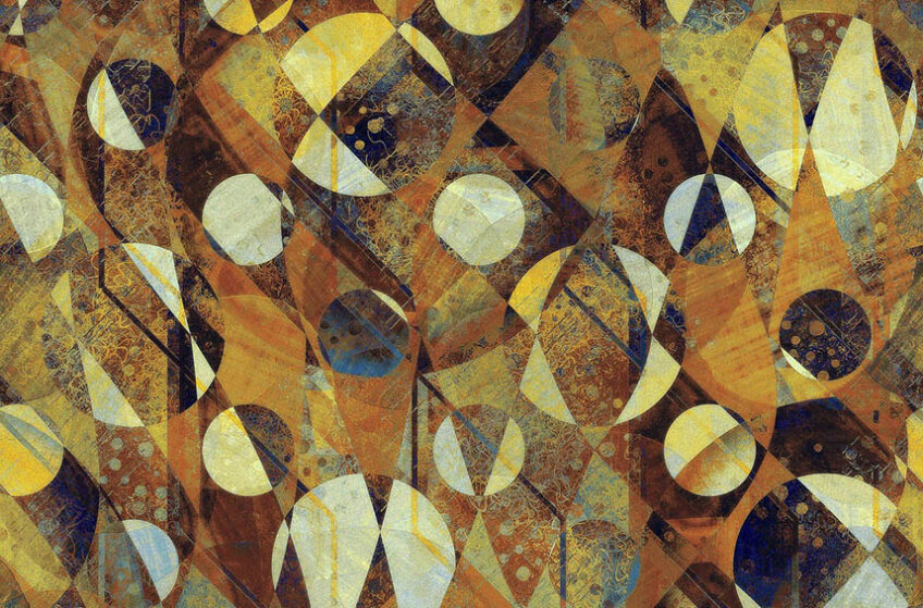 Circles and squares in many colors and patterns