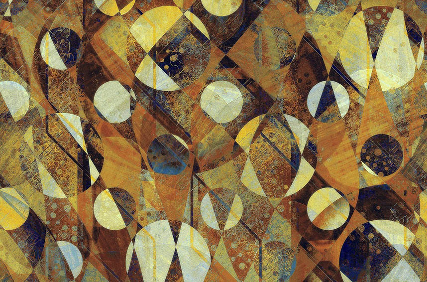 Circles and squares in many colors and patterns