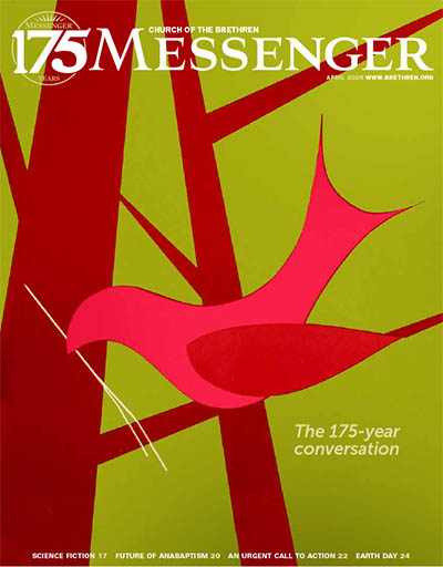 Drawing of a bird building a nest