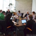 The Compelling Vision Process Team at work during spring meetings at the Church of the Brethren General Offices.