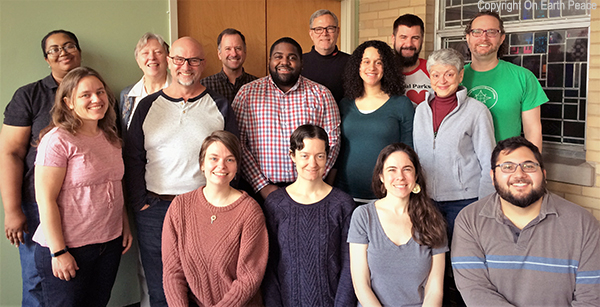 The On Earth Peace board and staff at their spring 2019 meeting
