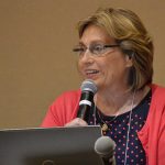 2019 Annual Conference moderator Donita Keister presiding over Standing Committee